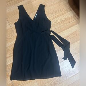 Naked zebra black sleeveless mini dress tie at waist ladies Large NWT